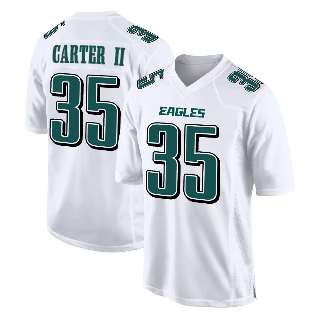 P.Eagles #35 Michael Carter II Player White Tundra Fashion Home Game PETTCS Stitched Jerseys