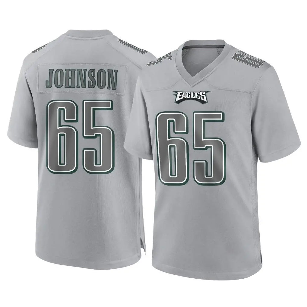 P.Eagles #65 Lane Johnson Player Gray Atmosphere Fashion Home Game PETTCS Stitched Jerseys