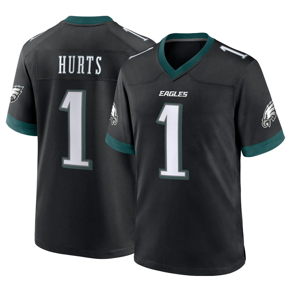 P.Eagles #1 Jalen Hurts Player Black Game Home PETTCS Stitched Jerseys