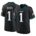P.Eagles #1 Jalen Hurts Player Black Game Home PETTCS Stitched Jerseys