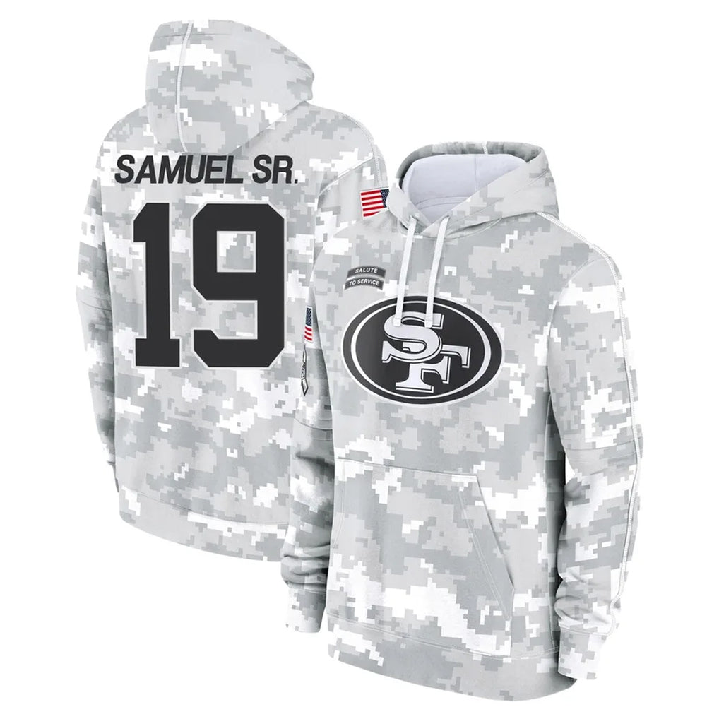 SF.49ers #19 Deebo Samuel Sr. Player Arctic Camo Limited Salute to Service Pullover Hoodies Game PETTCS Stitched Jerseys