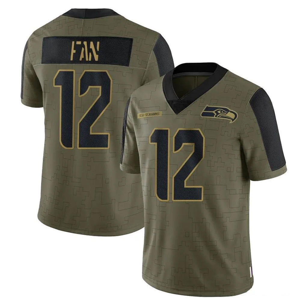 S.Seahawks #12 12th Fan Player Olive Salute To Service Limited Game PETTCS Stitched Jerseys