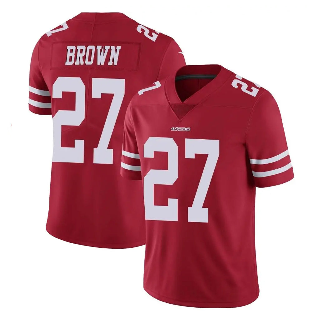 SF.49ers #27 Ji'Ayir Brown Player Red Limited Vapor Untouchable Home Game PETTCS Stitched Jerseys