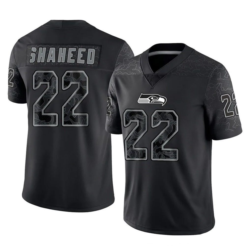 S.Seahawks #22 Rashid Shaheed Player Black Limited Reflective Home Game PETTCS Stitched Jerseys