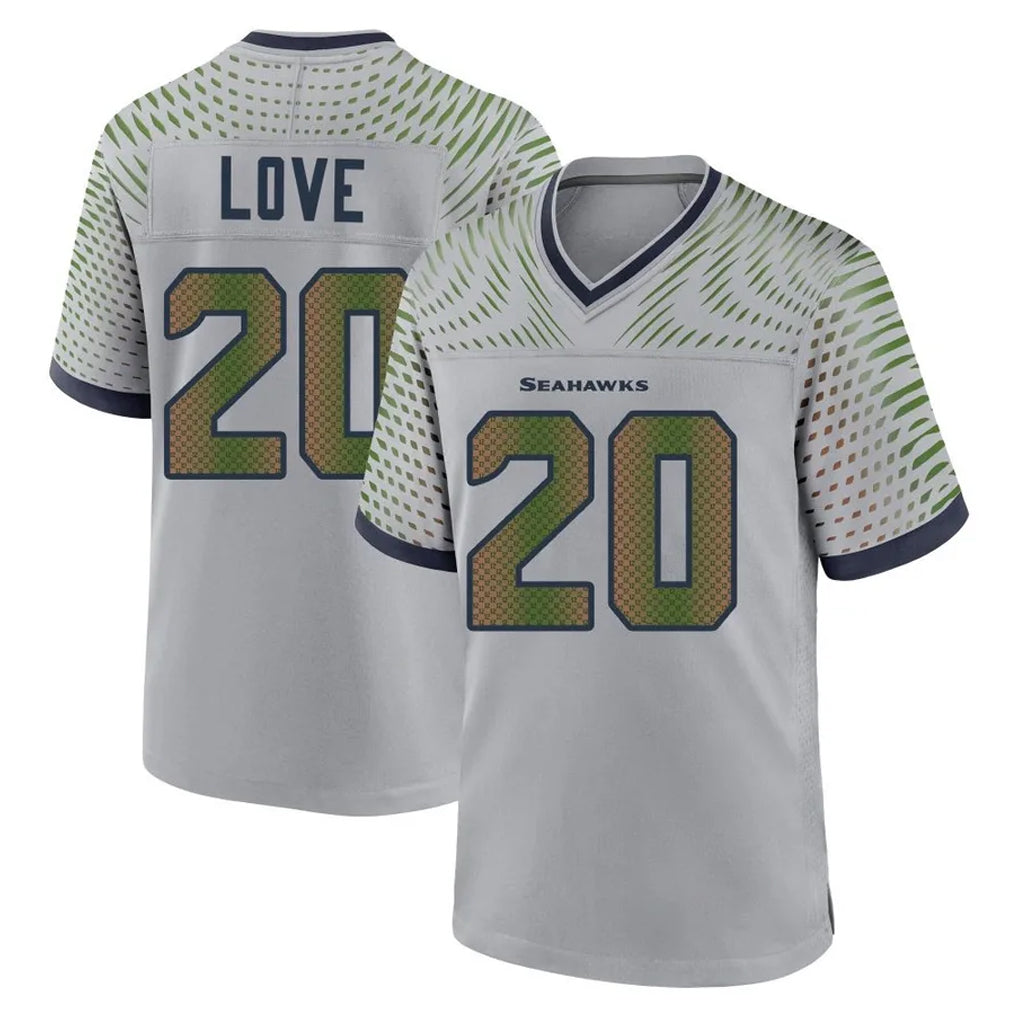 S.Seahawks #20 Julian Love Player Grey 2025 Rivalries Collection Home Game PETTCS Stitched Jerseys