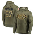 SF.49ers #57 Dre Greenlaw Player Olive Salute to Service Pullover Hoodie Home Game PETTCS Stitched Jerseys
