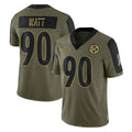 P.Steelers #90 T.J. Watt Player Olive Salute To Service Limited Game PETTCS Stitched Jerseys