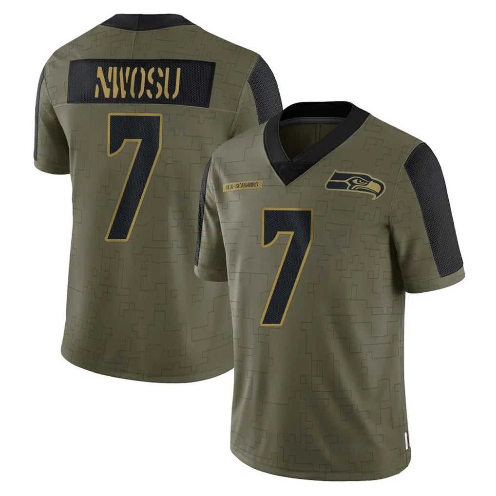 S.Seahawks #7 Uchenna Nwosu Player Olive Salute To Service Limited Game PETTCS Stitched Jerseys
