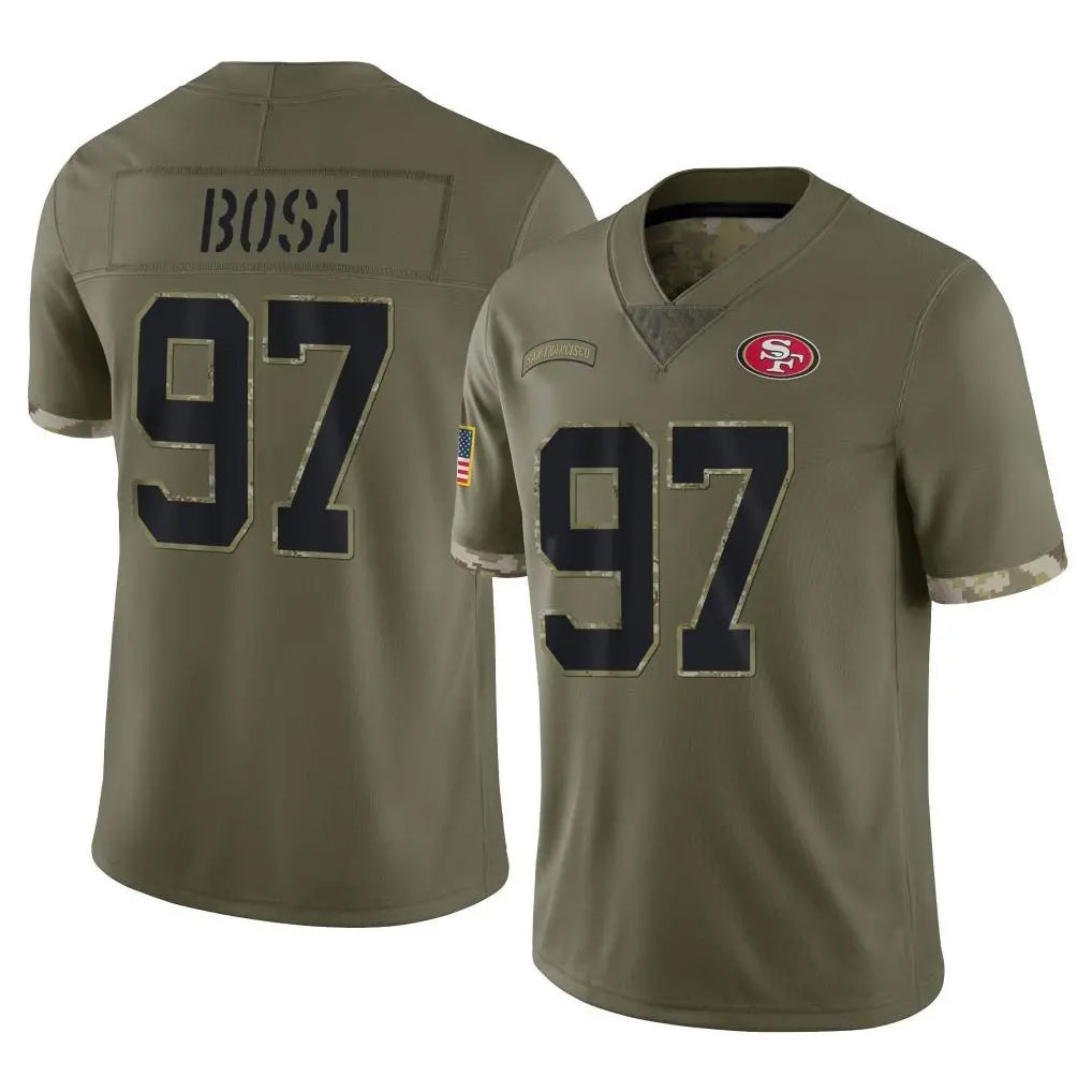 SF.49ers #97 Nick Bosa Player Olive Limited Salute To Service Home Game PETTCS Stitched Jerseys