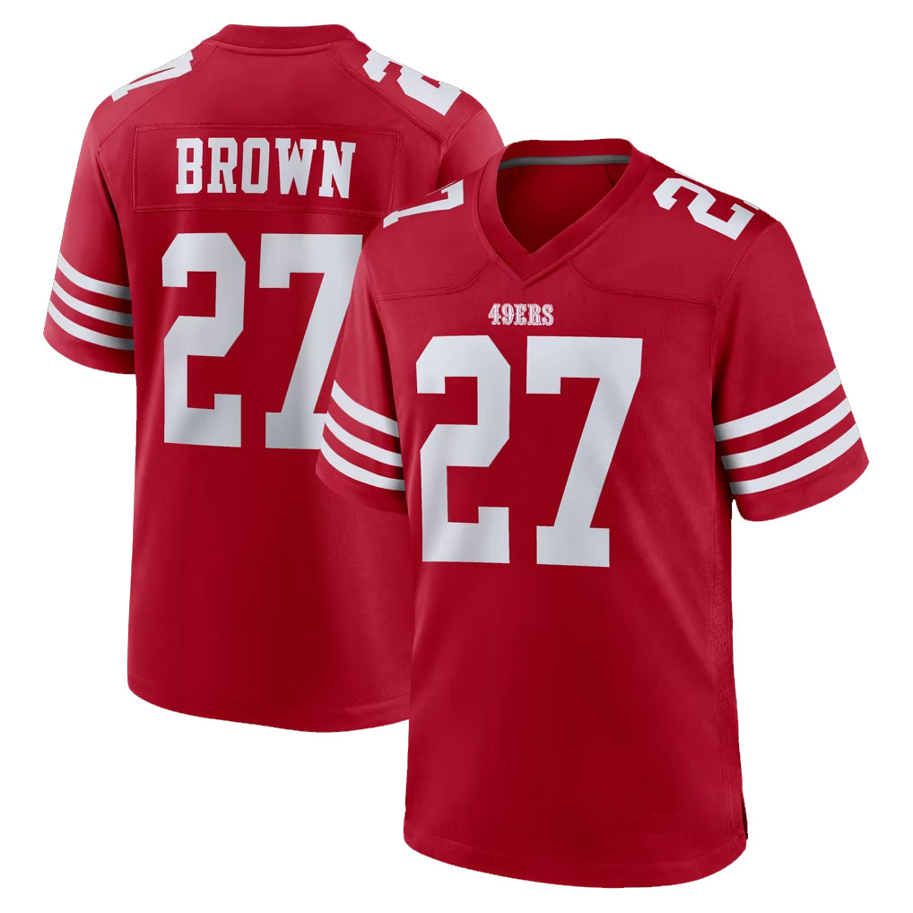 SF.49ers #27 Ji'Ayir Brown Player Red Game Home PETTCS Stitched Jerseys