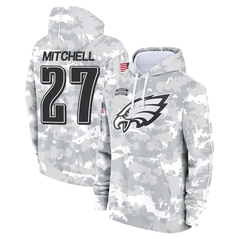 P.Eagles #27 Quinyon Mitchell Player Arctic Camo Salute to Service Pullover Hoodies Limited Game PETTCS Stitched Jerseys
