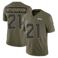 S.Seahawks #21 Devon Witherspoon Player Olive 2025 Salute To Service Limited Home Game PETTCS Stitched Jerseys