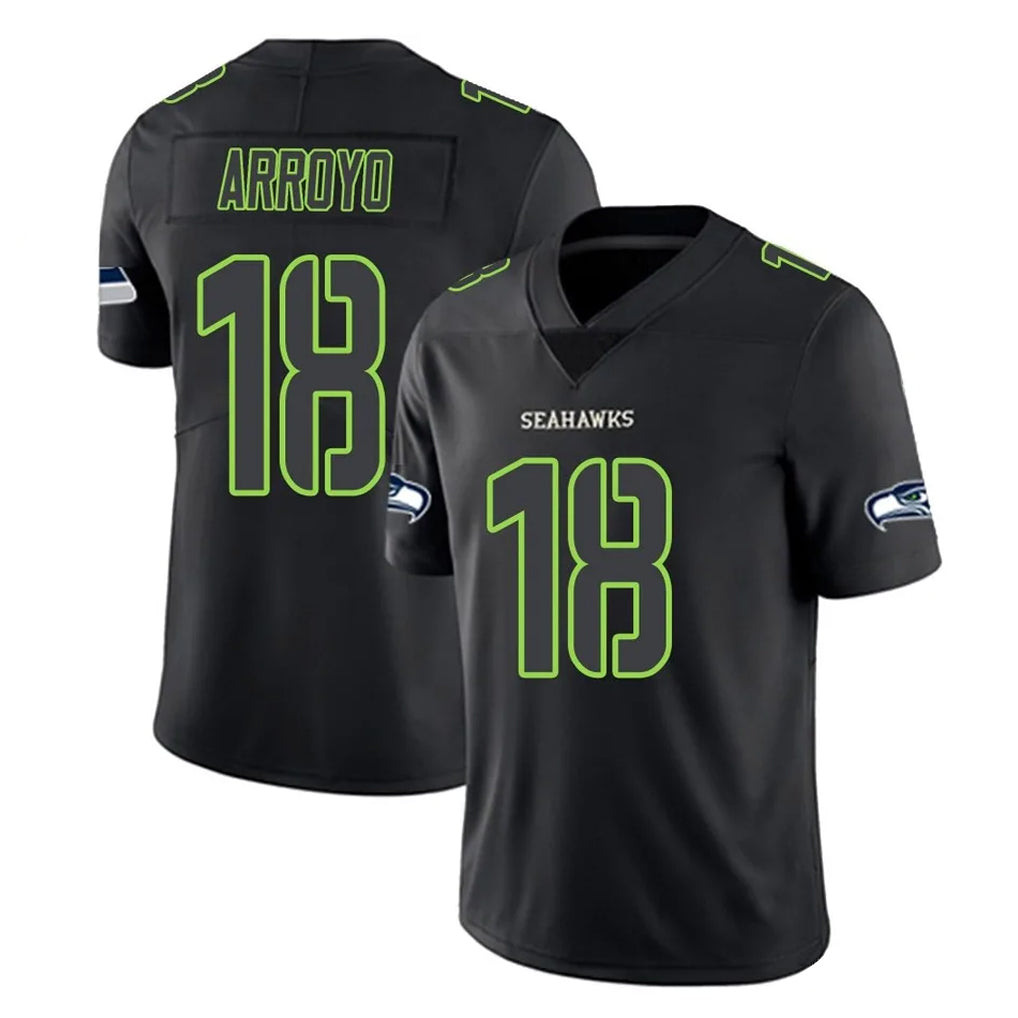 S.Seahawks #18 Elijah Arroyo Player Black Impact Limited Home Game PETTCS Stitched Jerseys