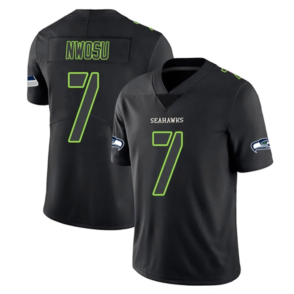 S.Seahawks #7 Uchenna Nwosu Player Black Impact Limited Home Game PETTCS Stitched Jerseys