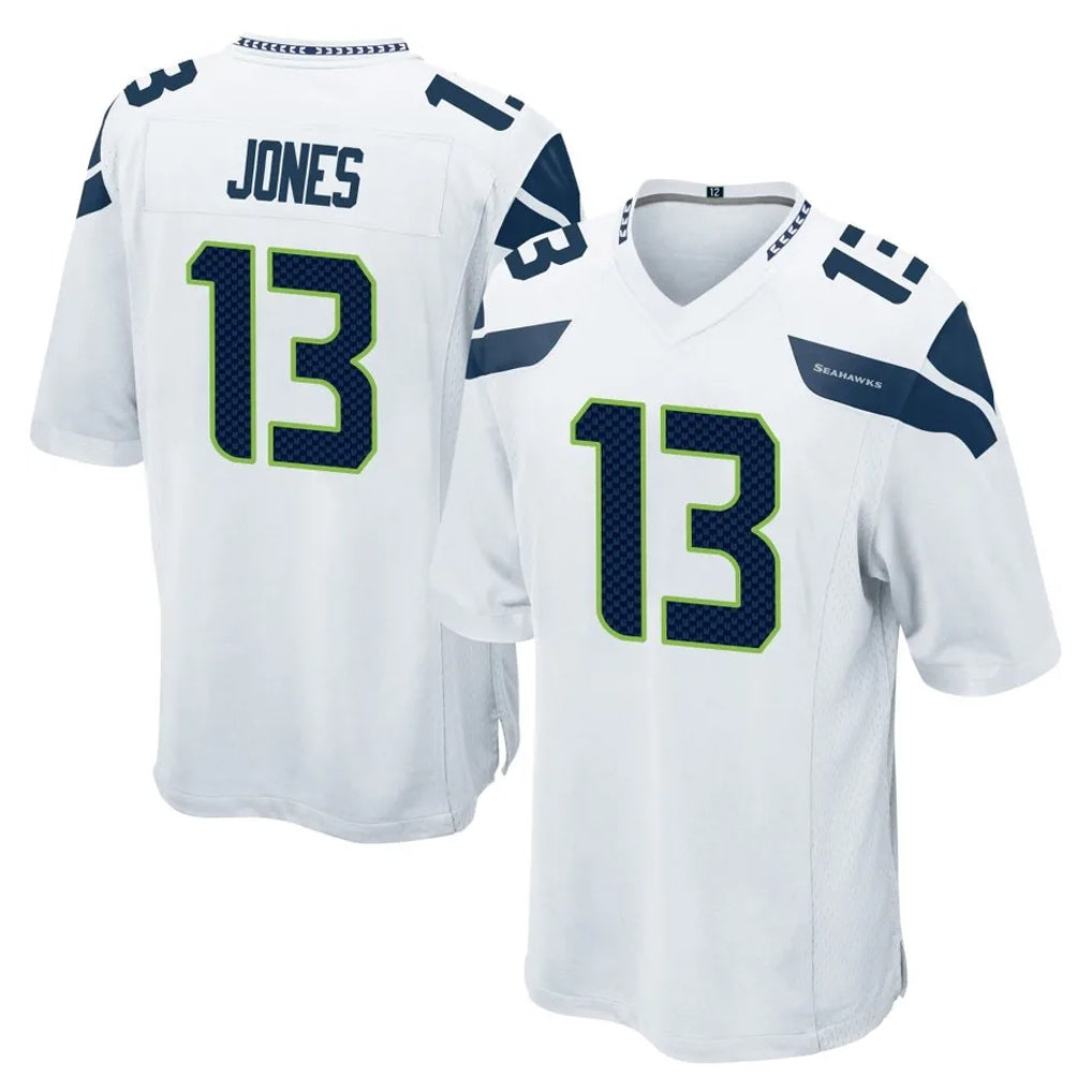 S.Seahawks #13 Ernest Jones IV Player White Home Game PETTCS Stitched Jerseys