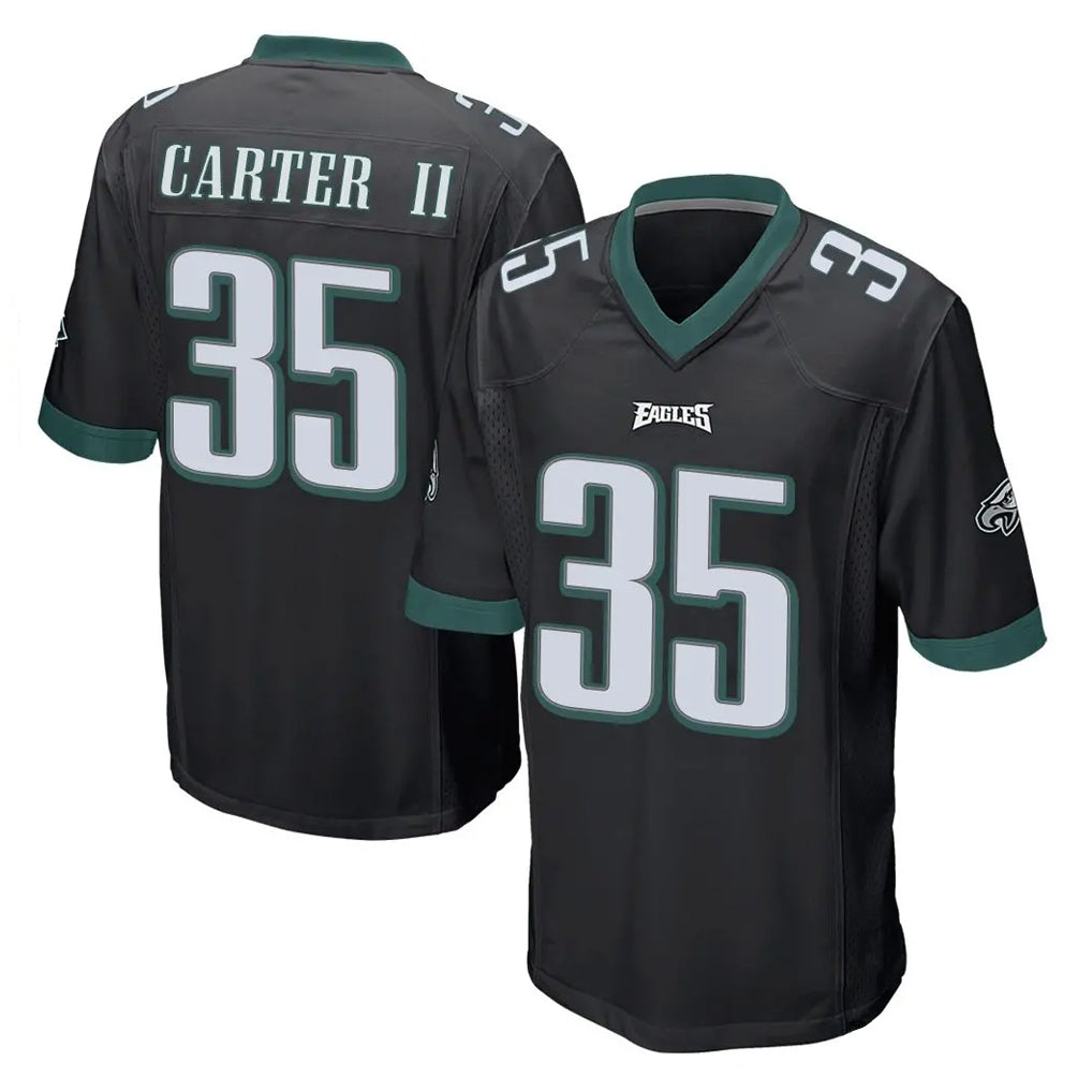 P.Eagles #35 Michael Carter II Player Black Home Game PETTCS Stitched Jerseys