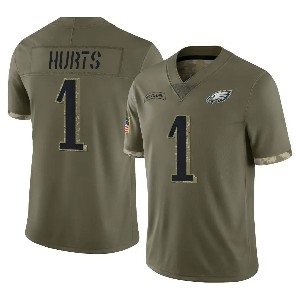 P.Eagles #1 Jalen Hurts Player Olive Salute To Service Limited PETTCS Stitched Jerseys