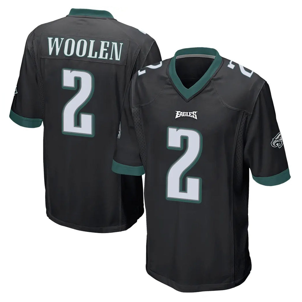 P.Eagles #2 Riq Woolen Player Black Home Game PETTCS Stitched Jerseys
