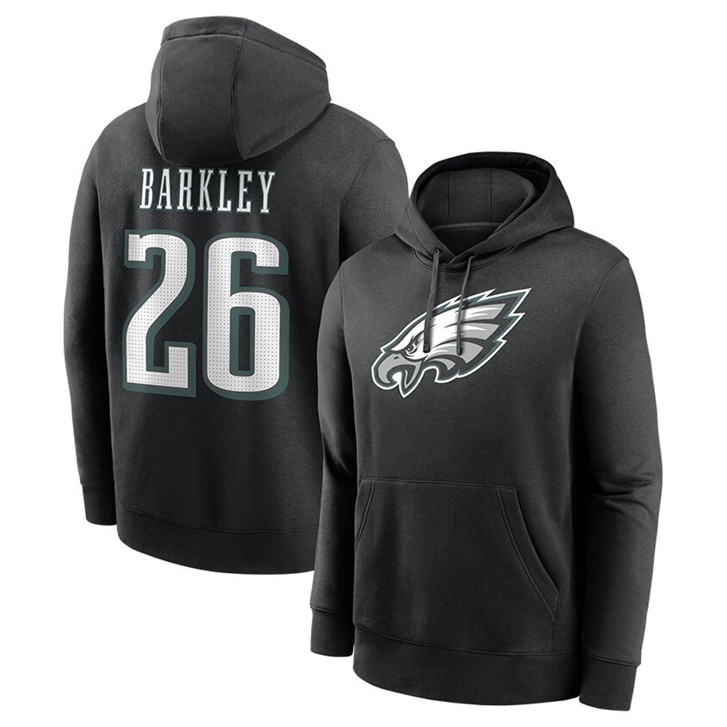 P.Eagles #26 Saquon Barkley Player Black Pullover Hoodies Home Game PETTCS Stitched Jerseys