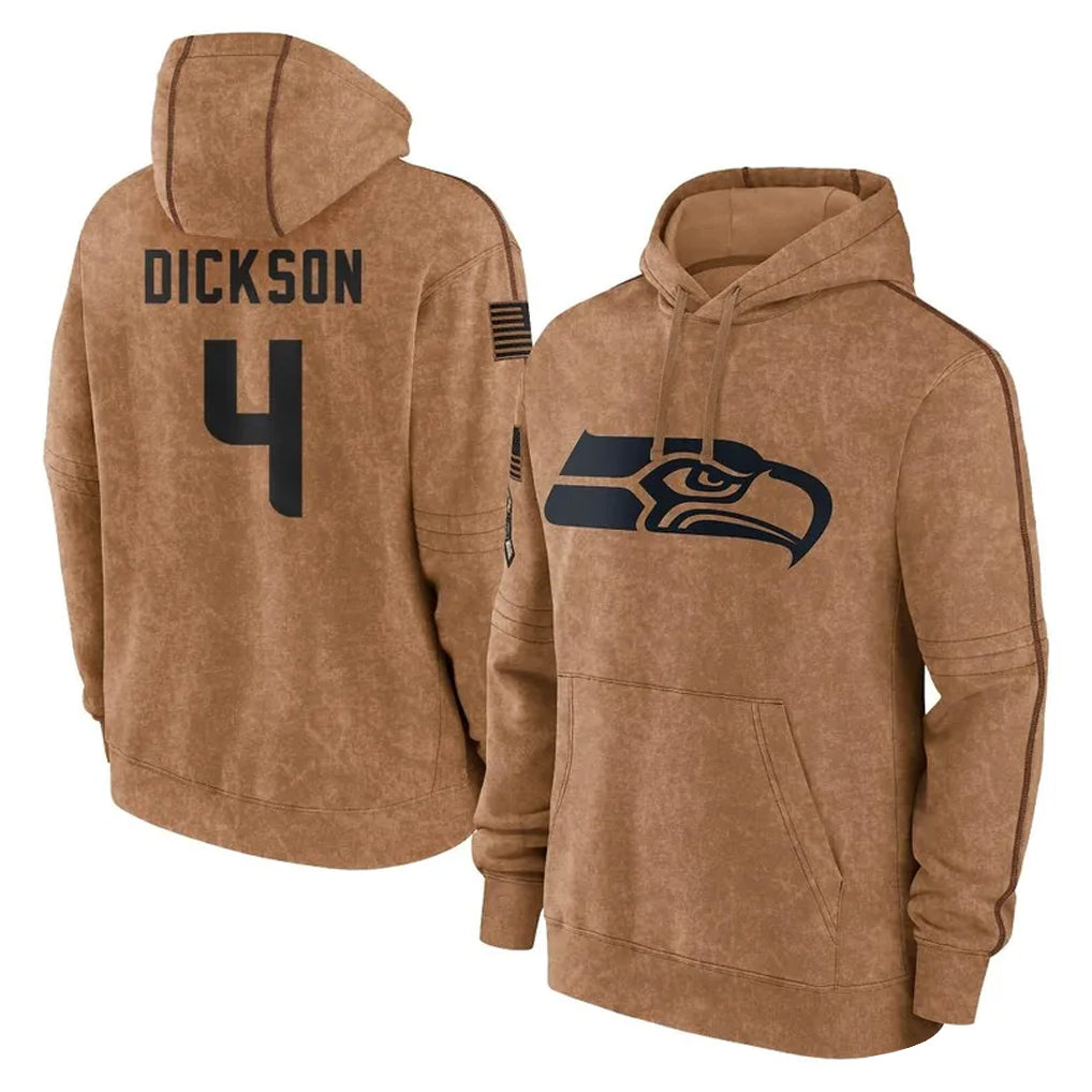 S.Seahawks #4 Michael Dickson Player Brown Limited Salute to Service Pullover Hoodies Game PETTCS Stitched Jerseys