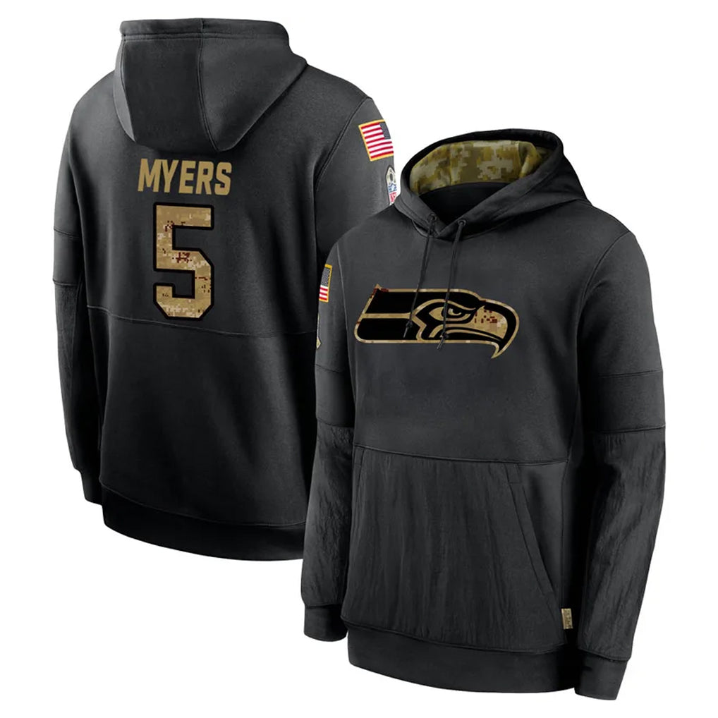 S.Seahawks #5 Jason Myers Player Black Salute to Service Hoodies Limited Game PETTCS Stitched Jerseys