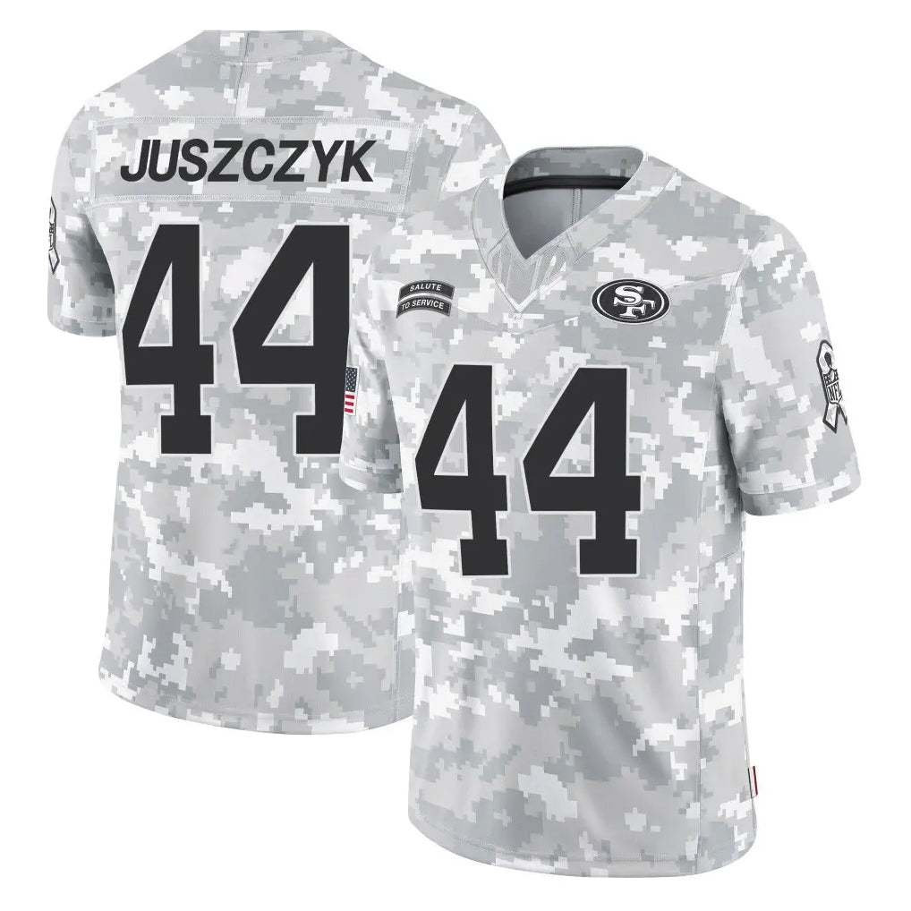 SF.49ers #44 Kyle Juszczyk Player Arctic Camo Limited Salute To Service Home Game PETTCS Stitched Jerseys