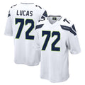 S.Seahawks #72 Abraham Lucas Player White Home Game PETTCS Stitched Jerseys