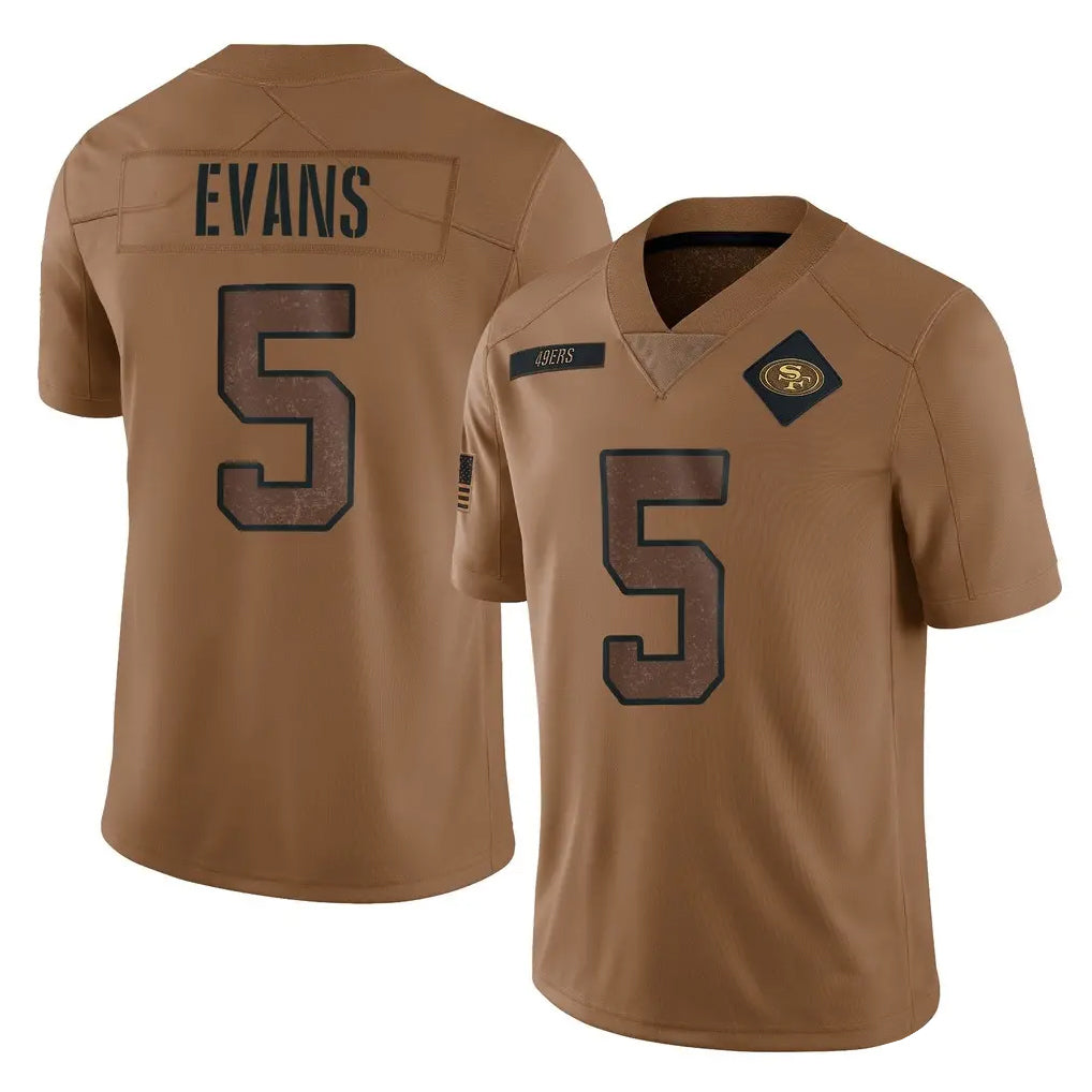 SF.49ers #5 Mike Evans Player Brown Limited Salute To Service Home Game PETTCS Stitched Jerseys