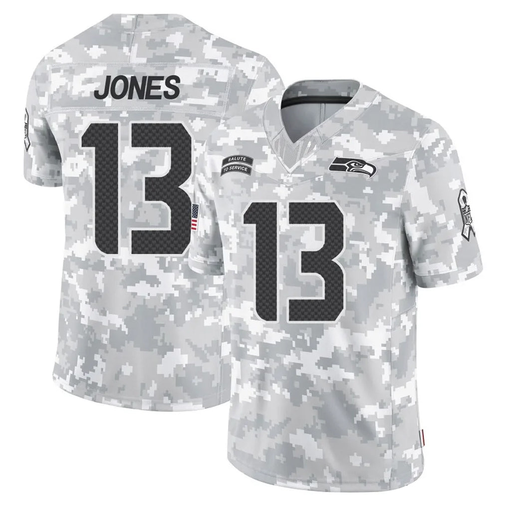 S.Seahawks #13 Ernest Jones IV Player Arctic Camo Limited Salute To Service Home Game PETTCS Stitched Jerseys