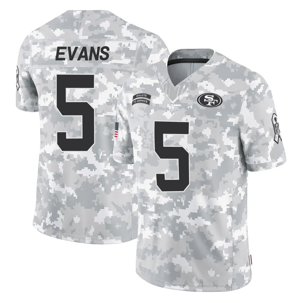 SF.49ers #5 Mike Evans Player Arctic Camo Limited Salute To Service Home Game PETTCS Stitched Jerseys