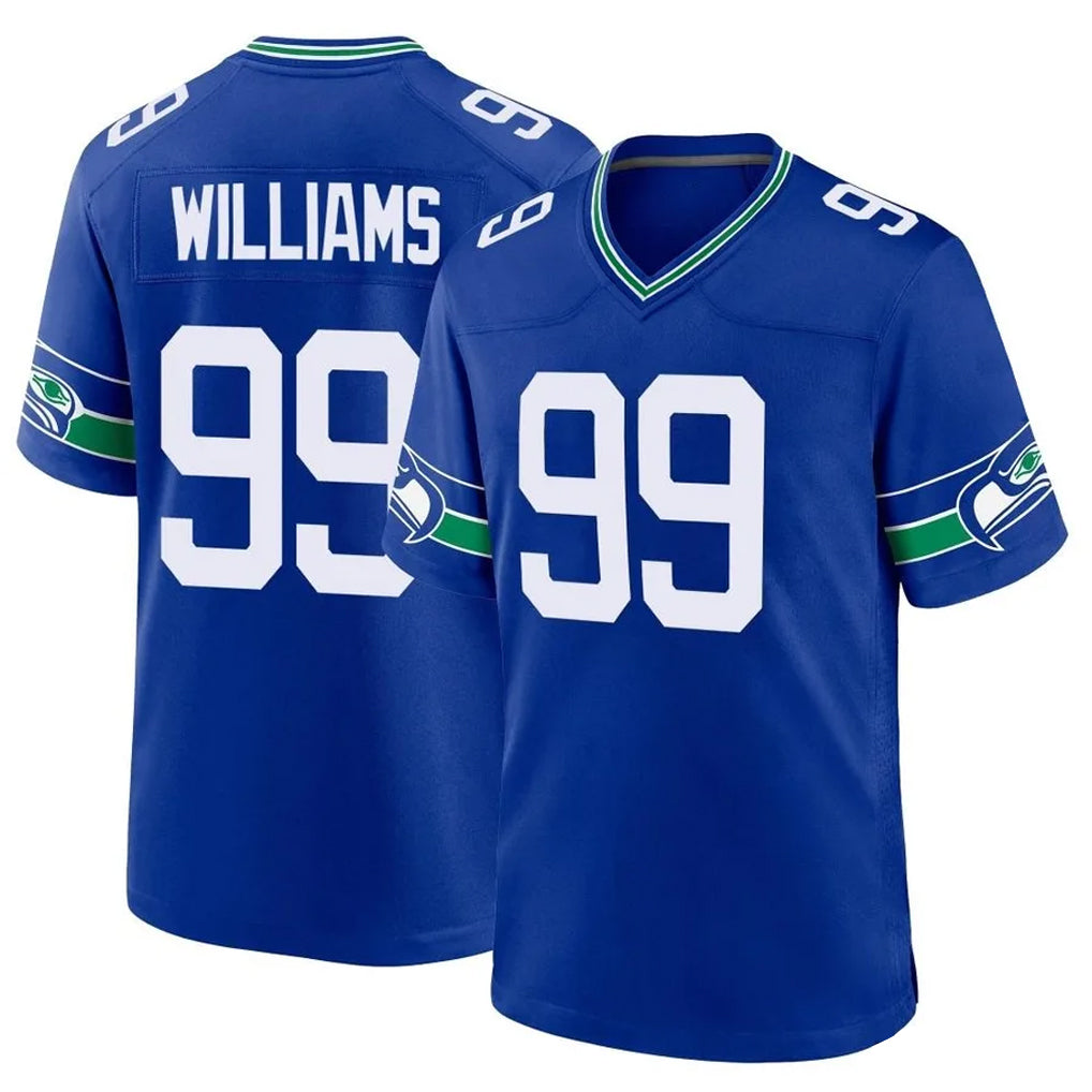 S.Seahawks #99 Leonard Williams Player Royal Throwback Home Game PETTCS Stitched Jerseys