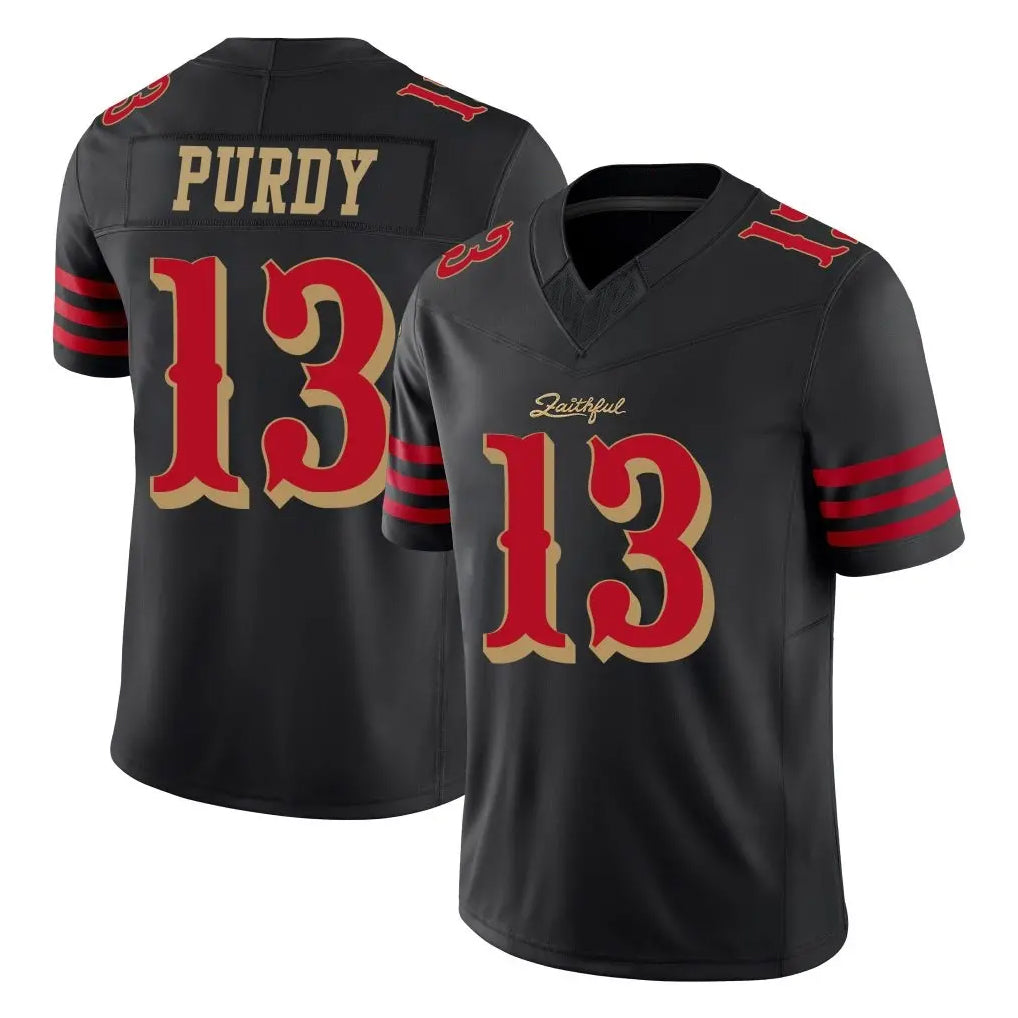 SF.49ers #13 Brock Purdy Player Black Limited Rivalries Collection Home Game PETTCS Stitched Jerseys