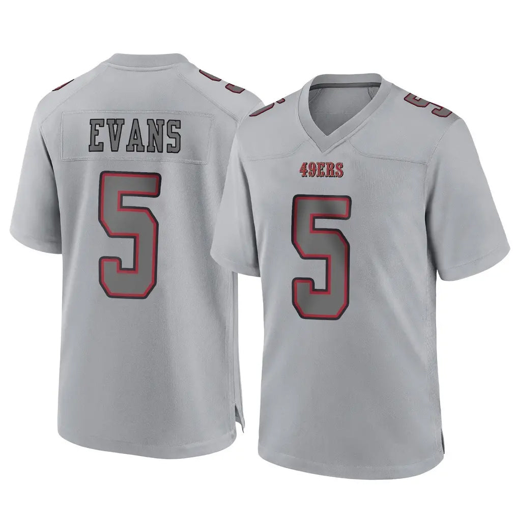 SF.49ers #5 Mike Evans Player Gray Atmosphere Fashion Home Game PETTCS Stitched Jerseys