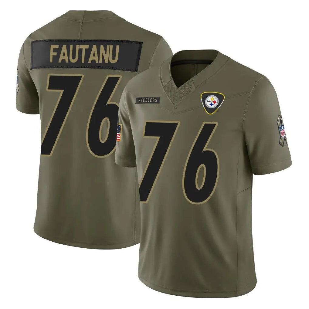 P.Steelers #76 Troy Fautanu Player Olive 2025 Salute To Service Limited Home Game PETTCS Stitched Jerseys