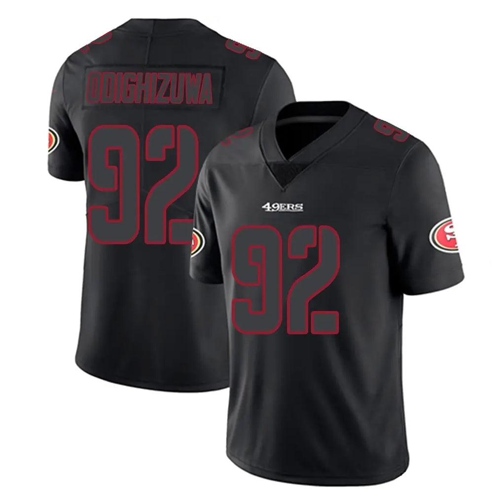 SF.49ers #92 Osa Odighizuwa Player Black Impact Limited Home Game PETTCS Stitched Jerseys