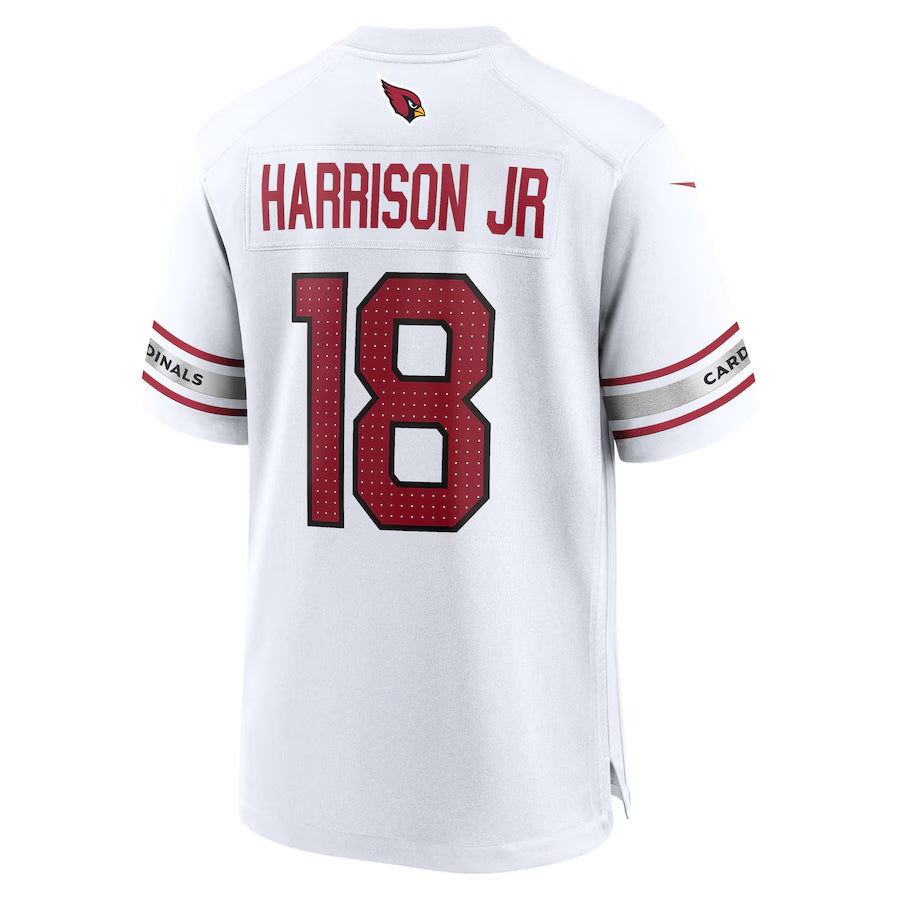 A.Cardinals #18 Marvin Harrison Jr. Player White Game Road PETTCS Stitched Jerseys