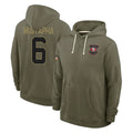 SF.49ers #6 Malik Mustapha Player Olive Salute to Service Pullover Hoodies Limited PETTCS Stitched Jerseys