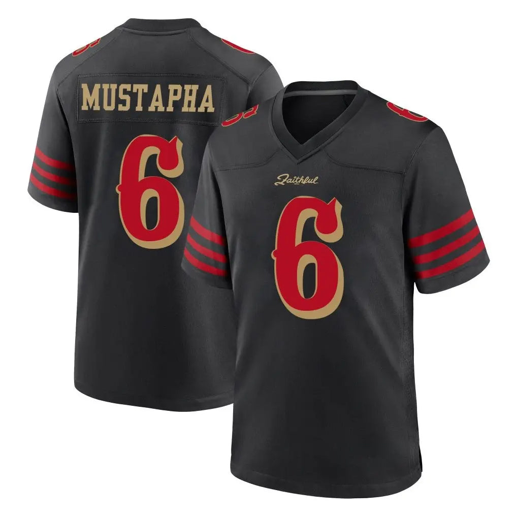 SF.49ers #6 Malik Mustapha Player Black Rivalries Collection Home Game PETTCS Stitched Jerseys