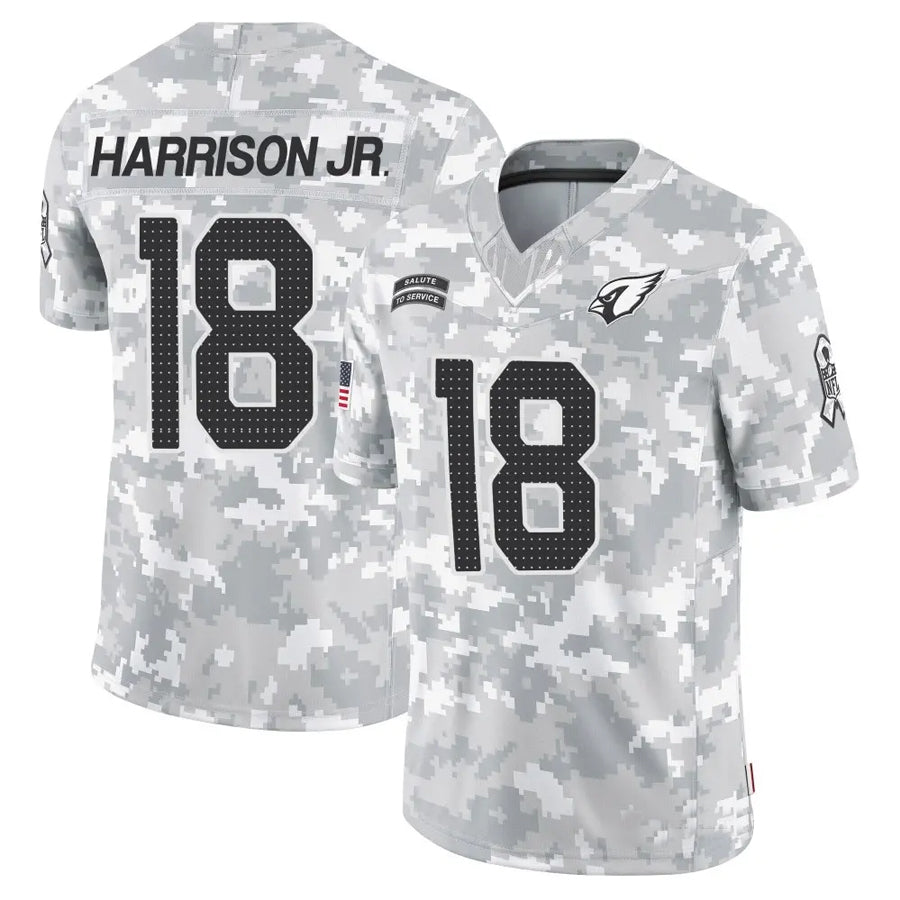 A.Cardinals #18 Marvin Harrison Jr. Player Camo Salute to Service Limited PETTCS Stitched Jerseys