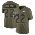S.Seahawks #22 Rashid Shaheed Player Olive 2025 Salute To Service Limited Home Game PETTCS Stitched Jerseys