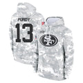 SF.49ers #13 Brock Purdy Player Arctic Camo Limited Salute to Service Pullover Hoodies Game PETTCS Stitched Jerseys