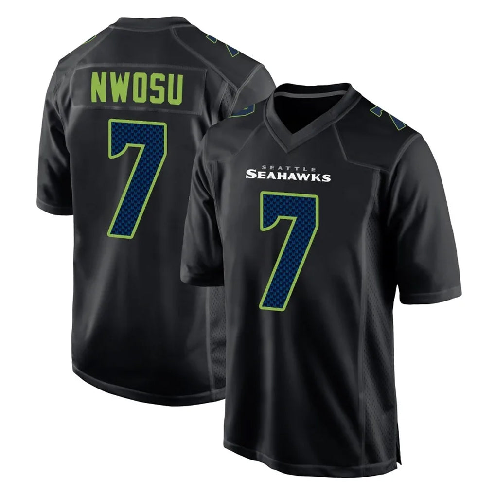 S.Seahawks #7 Uchenna Nwosu Player Black Limited Fashion Home Game PETTCS Stitched Jerseys