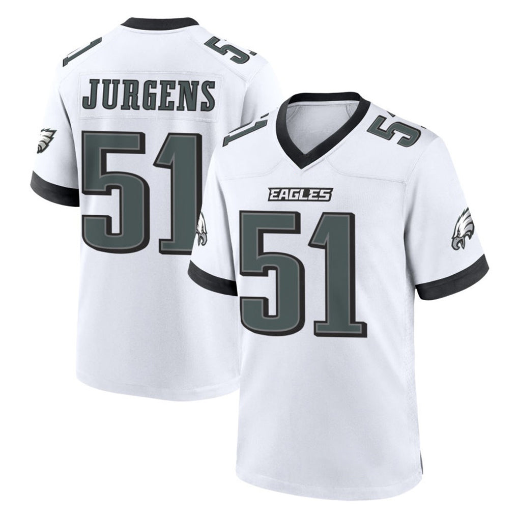 P.Eagles #51 Cam Jurgens Player White Game Home PETTCS Stitched Jerseys