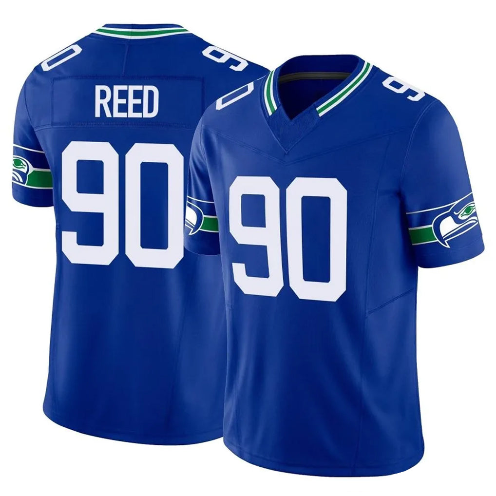 S.Seahawks #90 Jarran Reed Player Royal Limited Throwback Vapor F.U.S.E. Home Game PETTCS Stitched Jerseys