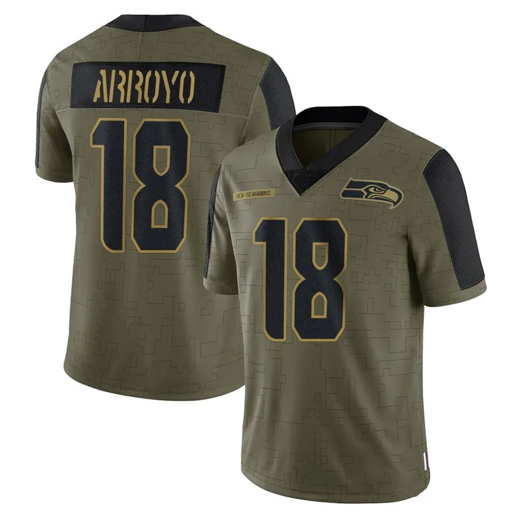 S.Seahawks #18 Elijah Arroyo Player Olive Salute To Service Limited Game PETTCS Stitched Jerseys