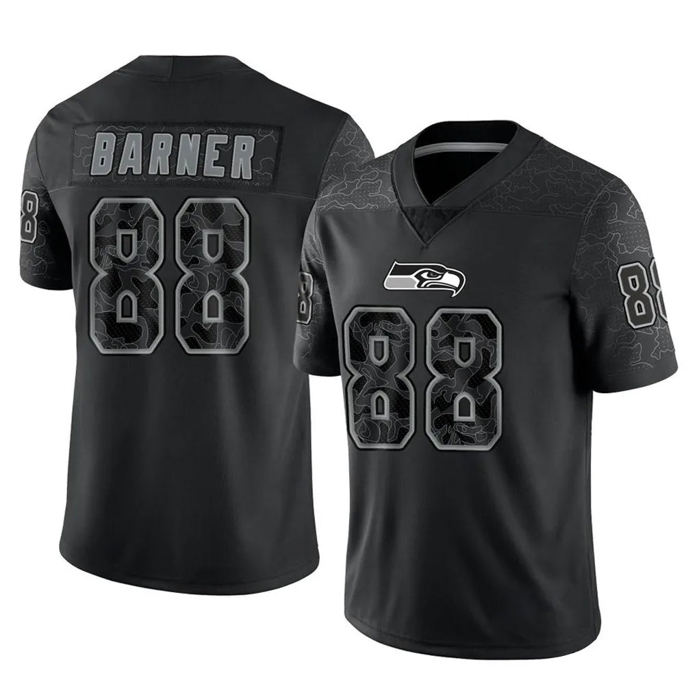 S.Seahawks #88 AJ Barner Player Black Limited Reflective Home Game PETTCS Stitched Jerseys