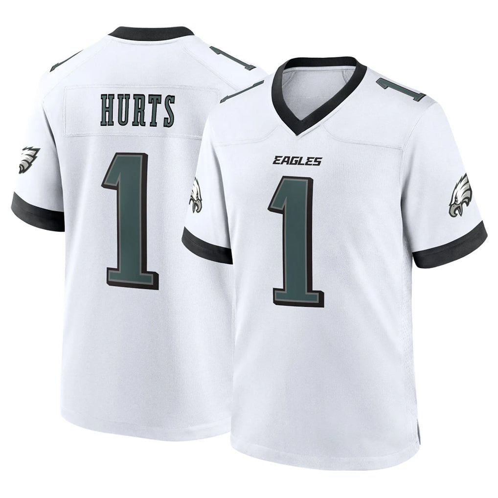 P.Eagles #1 Jalen Hurts Player White Game Home PETTCS Stitched Jerseys