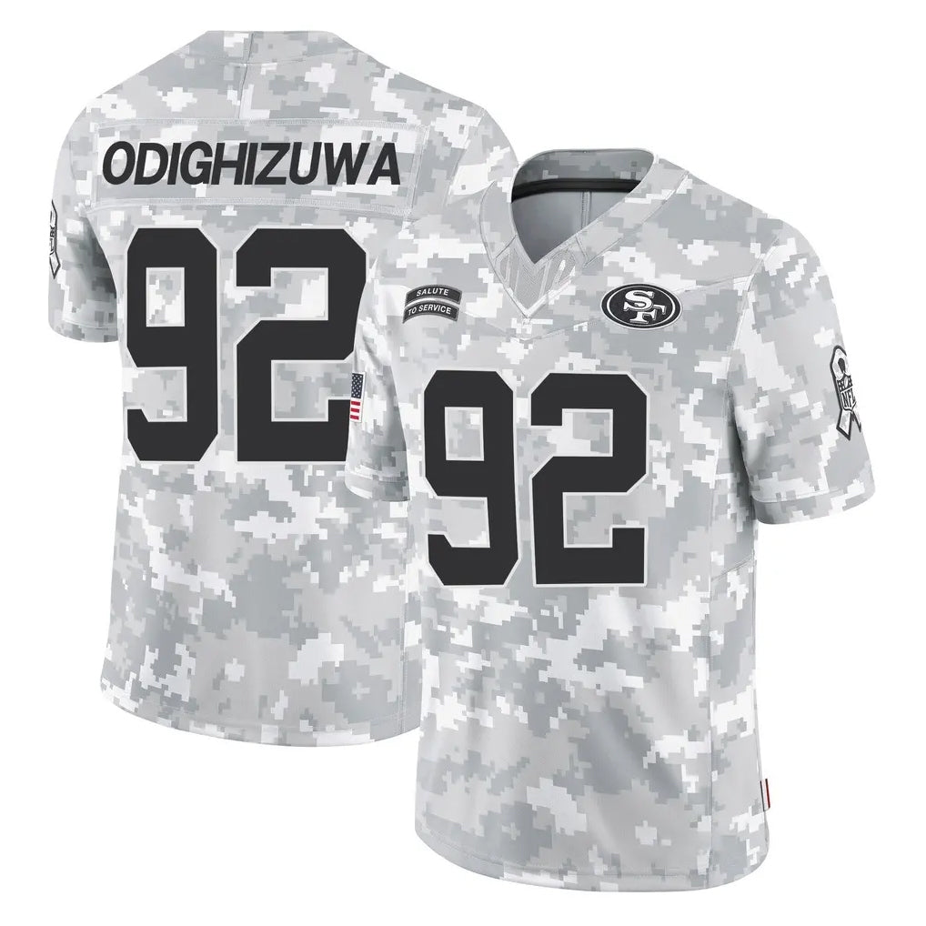 SF.49ers #92 Osa Odighizuwa Player Arctic Camo Limited Salute To Service Home Game PETTCS Stitched Jerseys