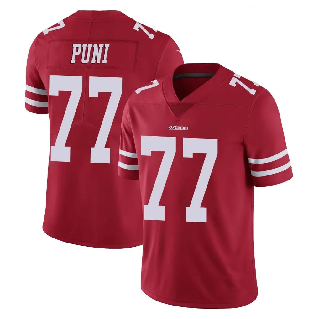 SF.49ers #77 Dominick Puni Player Red Limited Vapor Untouchable Home Game PETTCS Stitched Jerseys