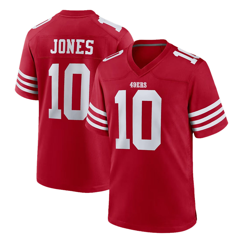 SF.49ers #10 Mac Jones Player Red Game Home PETTCS Stitched Jerseys